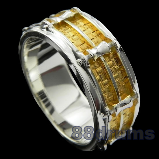 snare drum ring yellow plating wicker pattern drummer gift-88drums